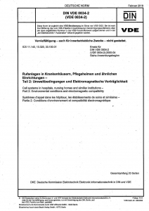 DIN VDE 0834-2 Rufanlagen in Krankenhäusern, Pflegeheimen und ähnlichen EInrichtungen - Teil 2: Umweltbedingungen und Elektromagnetische Verträglichkeit