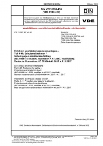 Titel DIN VDE 0100-410:2018-10 Errichten von Niederspannungsanlagen - Teil 4-41: Schutzmaßnahmen - Schutz gegen elektrischen Schlag