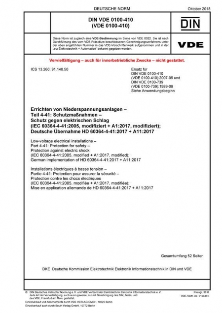 DIN VDE 0100-410 Errichten von Niederspannungsanlagen - Deutsche Gesellschaft für ...